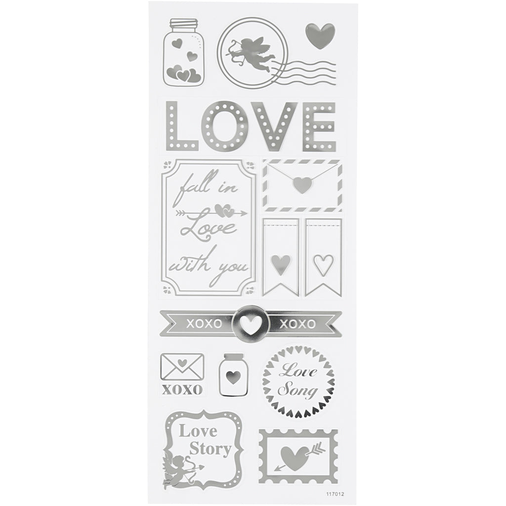 Creativ Company Https: www.cchobby.nl stickers-love-vel-10x24-cm-ca-14-stuk-zilver-1-vel