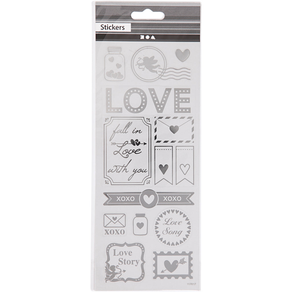 Creativ Company Https: www.cchobby.nl stickers-love-vel-10x24-cm-ca-14-stuk-zilver-1-vel