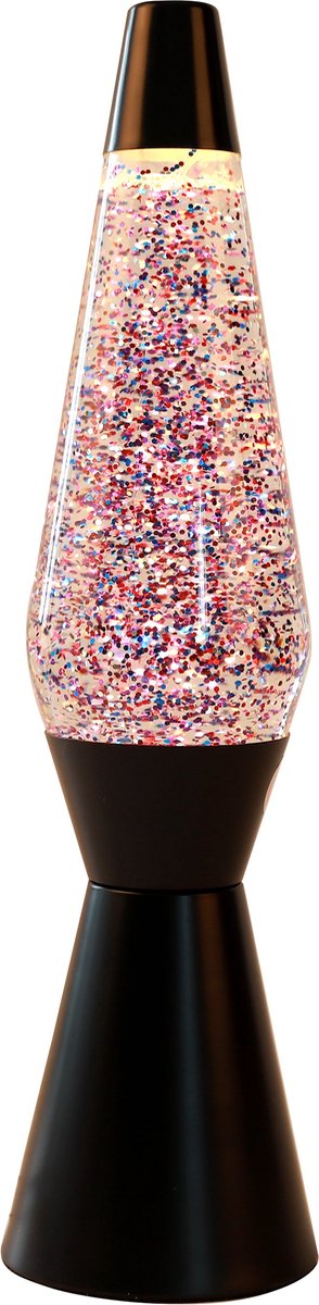 I-Total lavalamp - lava lamp - sfeerlamp - 40x11 cm - glas aluminium - 30w - glitter lava - zwart - xl2344