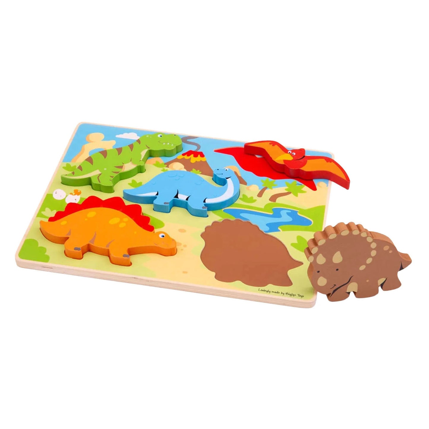 Bigjigs houten puzzel dinosaurus - 5st.