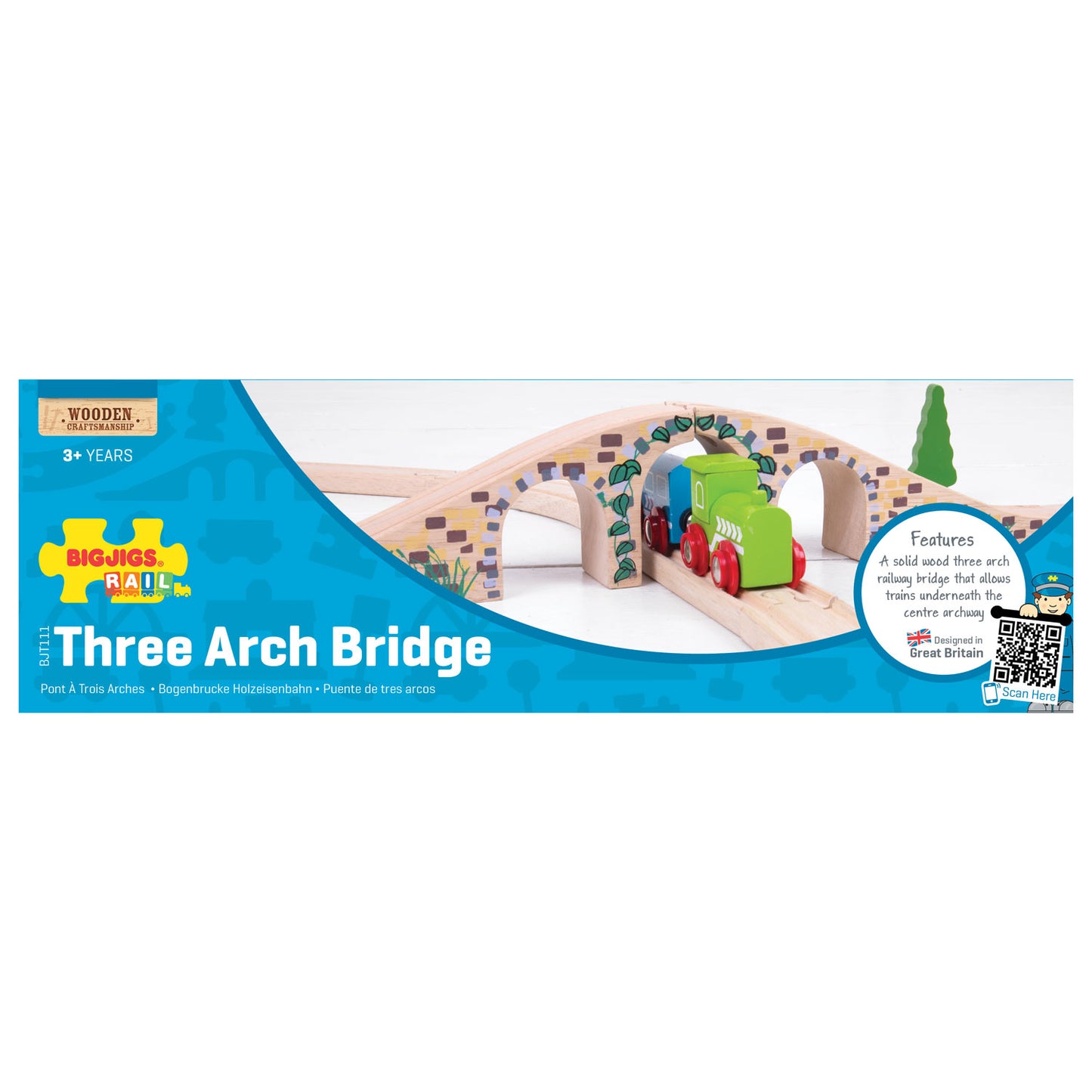 BIGJIGS houten rails - brug met 3 bogen
