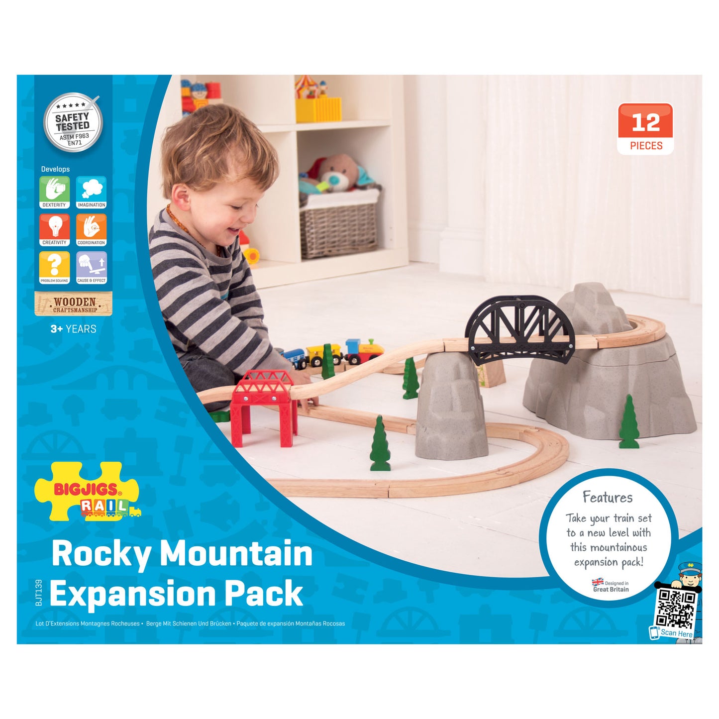BIGJIGS Houten rails - berg, rails en kleine berg