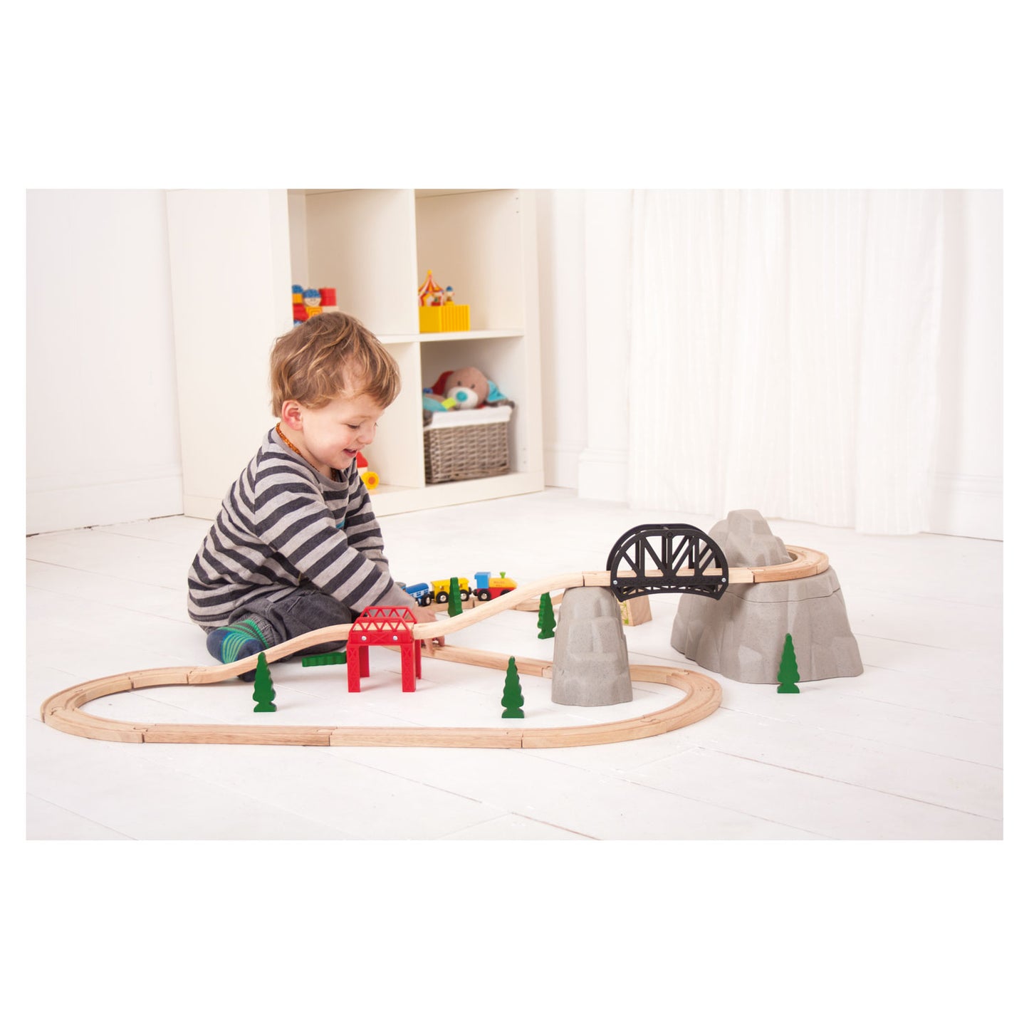 BIGJIGS Houten rails - berg, rails en kleine berg
