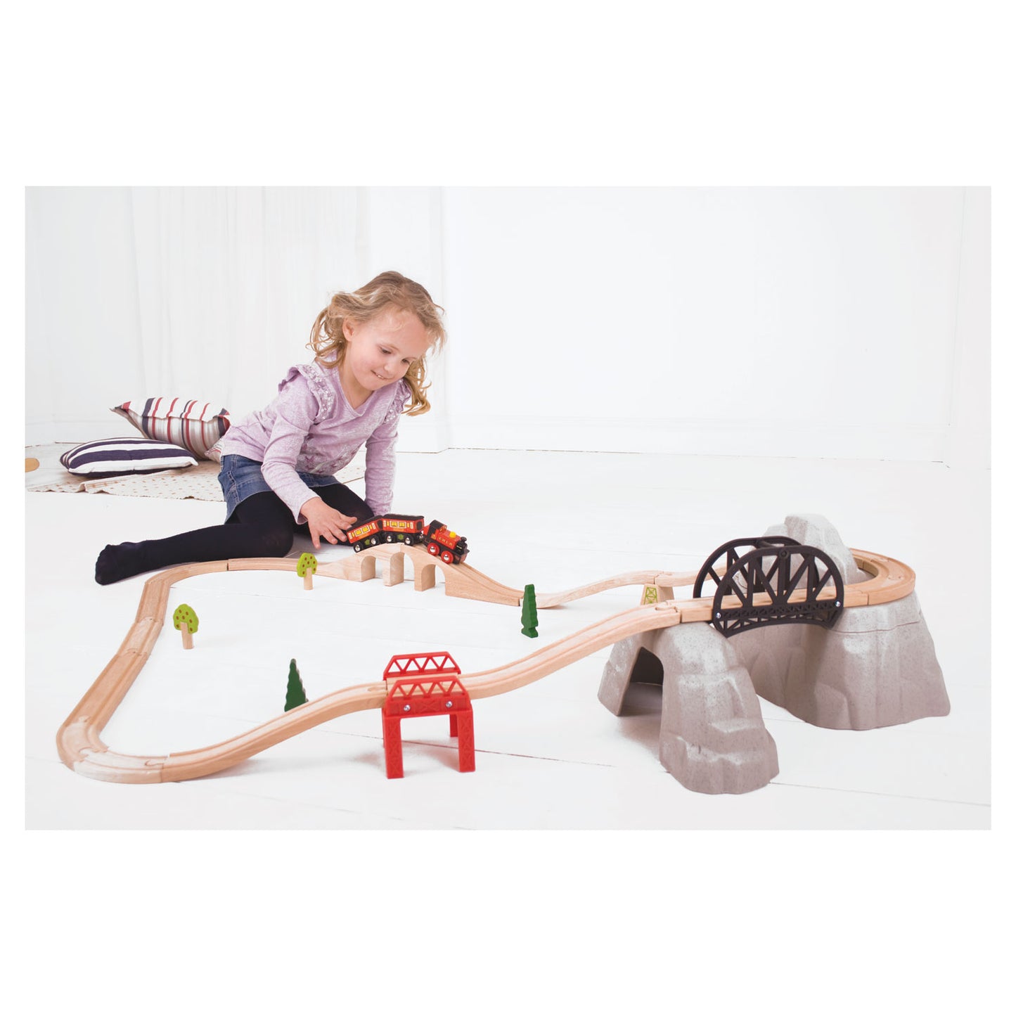 BIGJIGS Houten rails - berg, rails en kleine berg