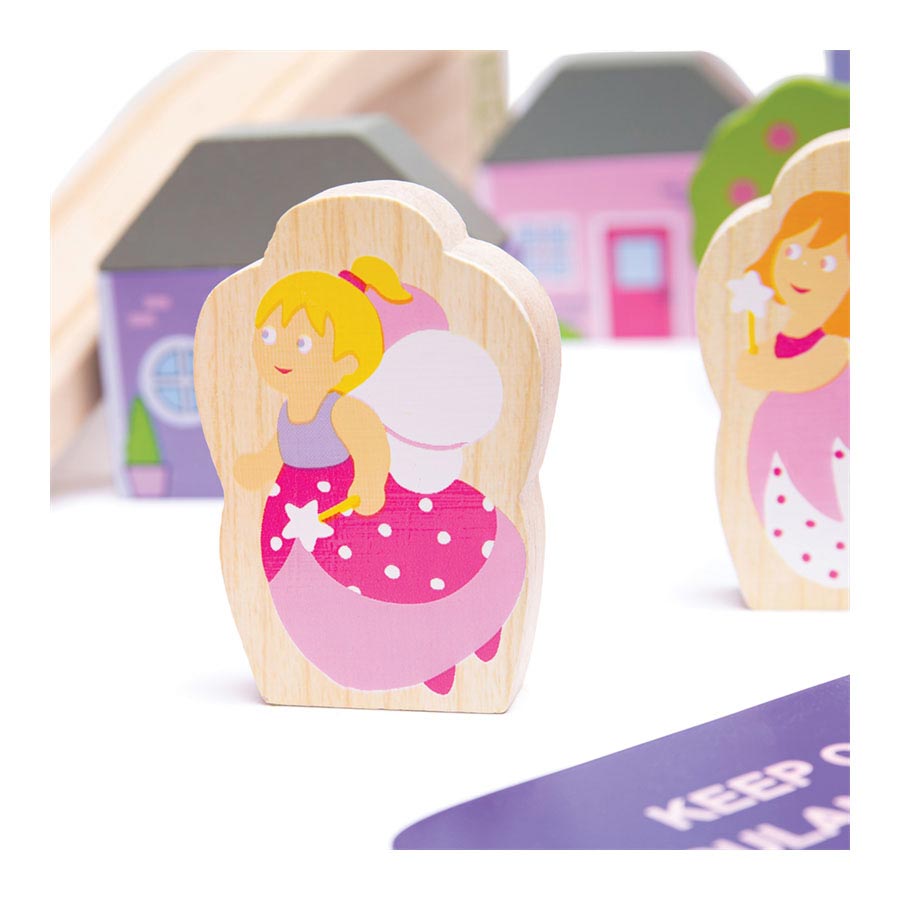 BIGJIGS Houten treinset stad - roze