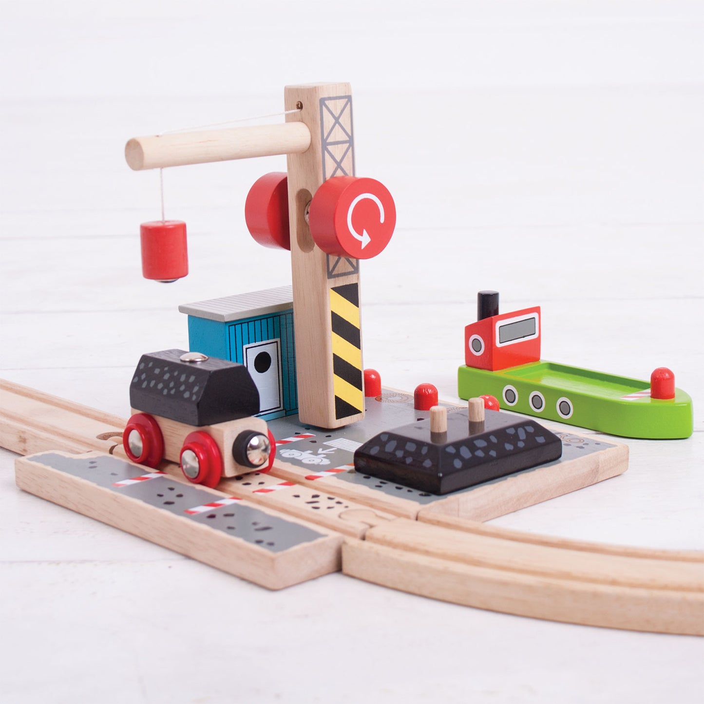 BIGJIGS houten treinrails - haven kolen laadstation
