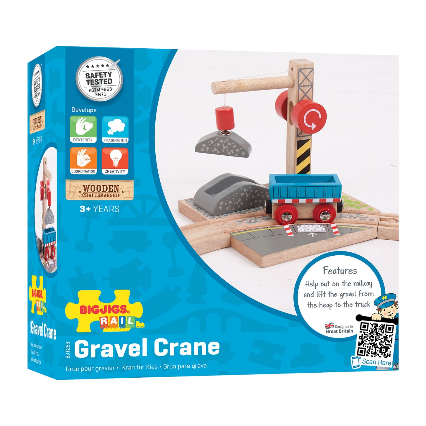 BIGJIGS Houten rails - gravel kraan