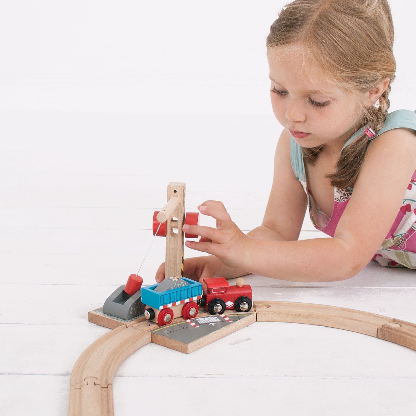 BIGJIGS Houten rails - gravel kraan