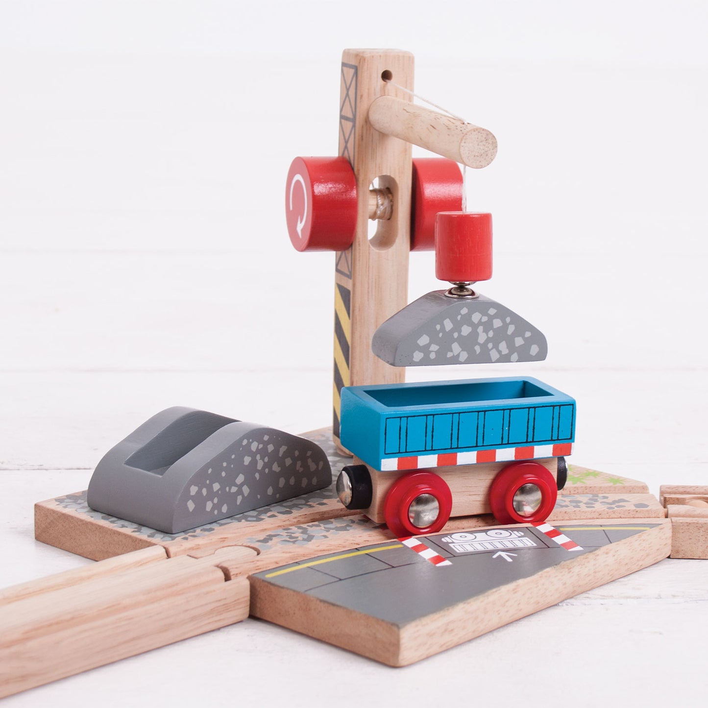 BIGJIGS Houten rails - gravel kraan