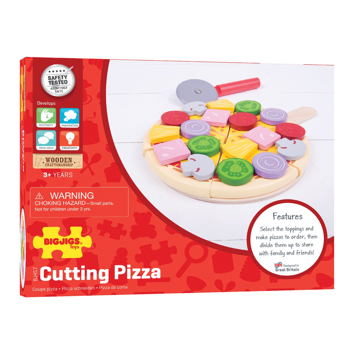 BIGJIGS Speelgoedeten - pizza snijden