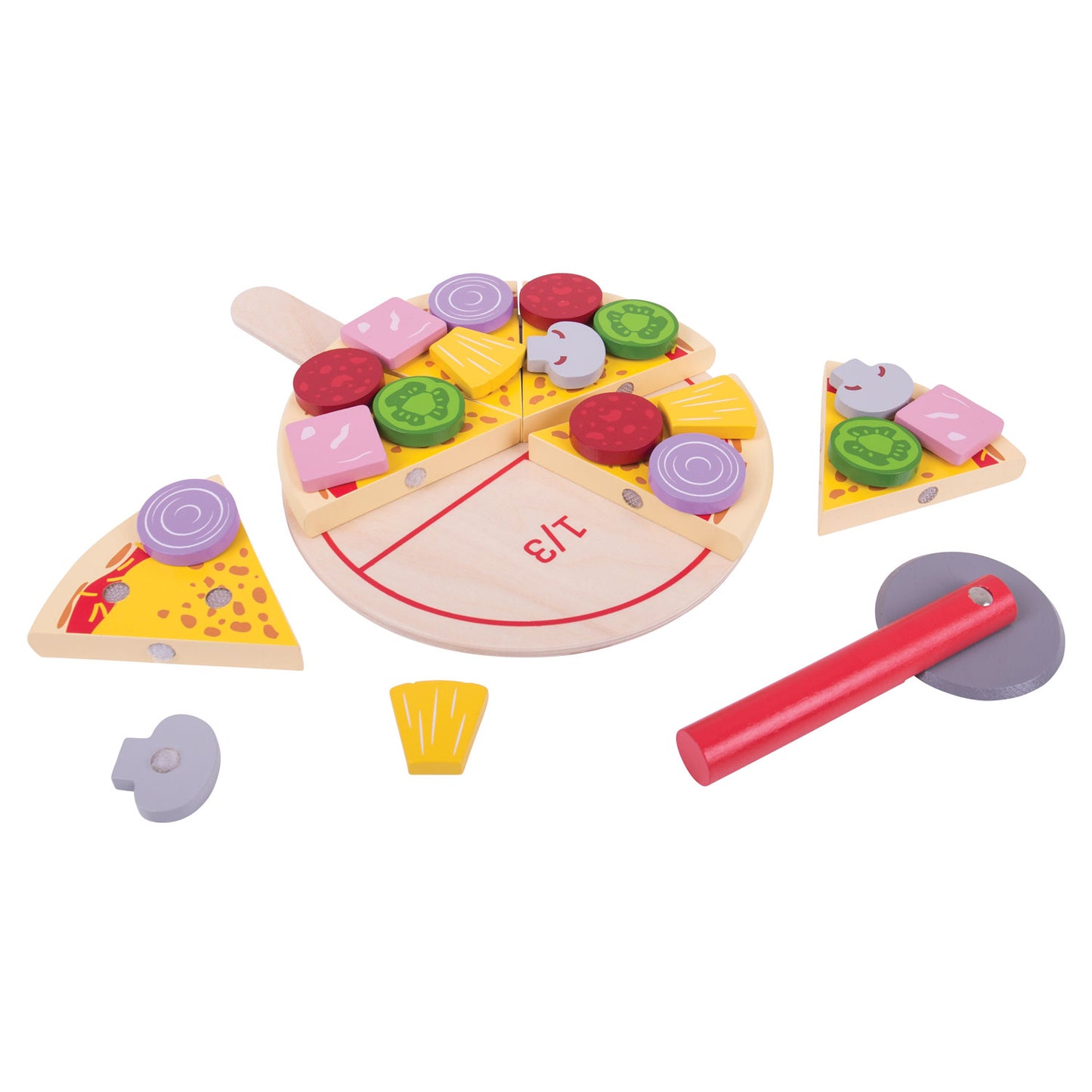 BIGJIGS Speelgoedeten - pizza snijden