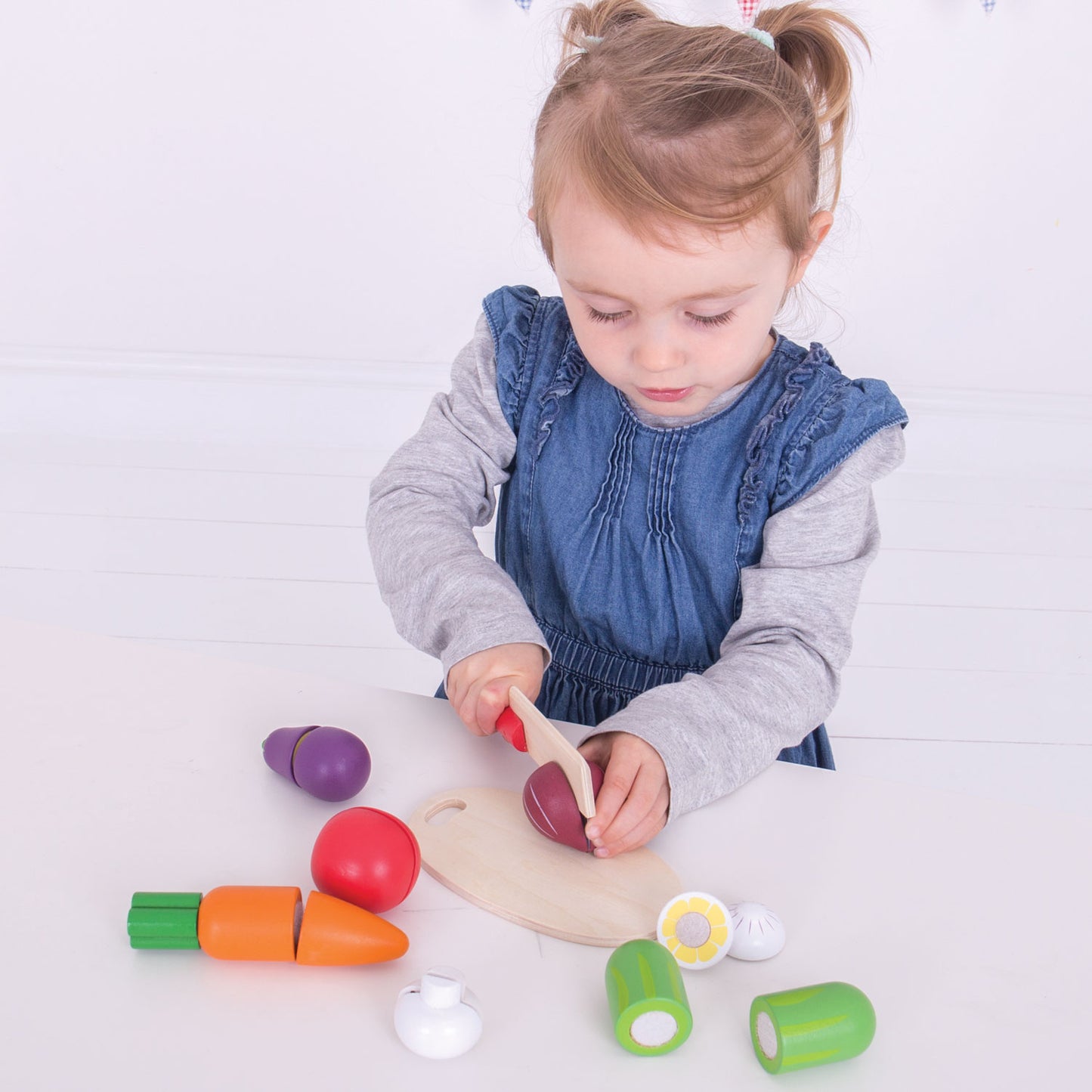 Bigjigs Toys Bigjigs houten kistje met snijgroenten groente