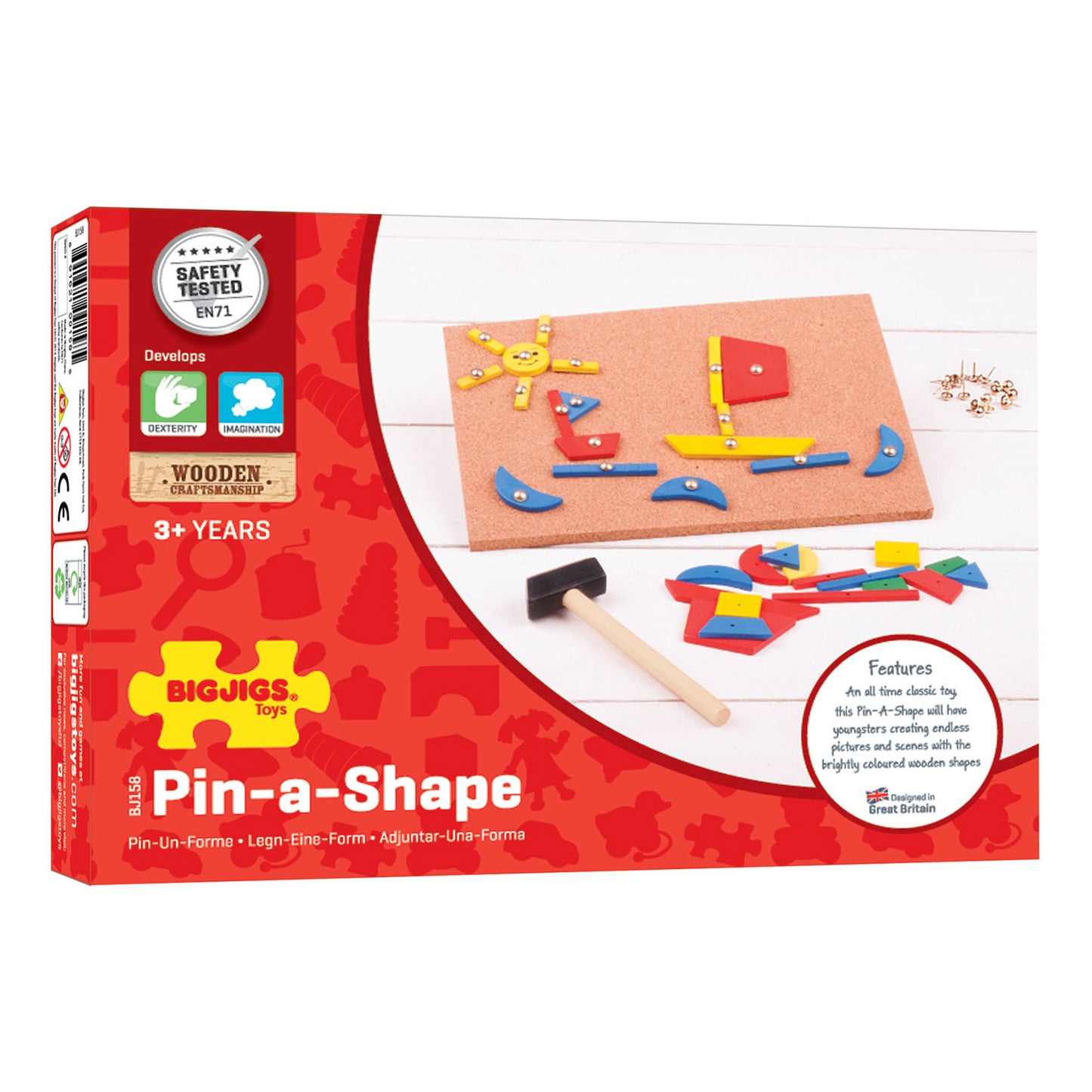 BIGJIGS Hamertje tik - pin-a-shape
