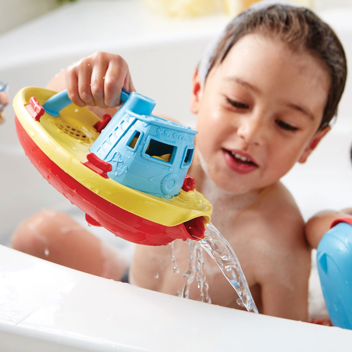 Green Toys sleepboot - blauw geel