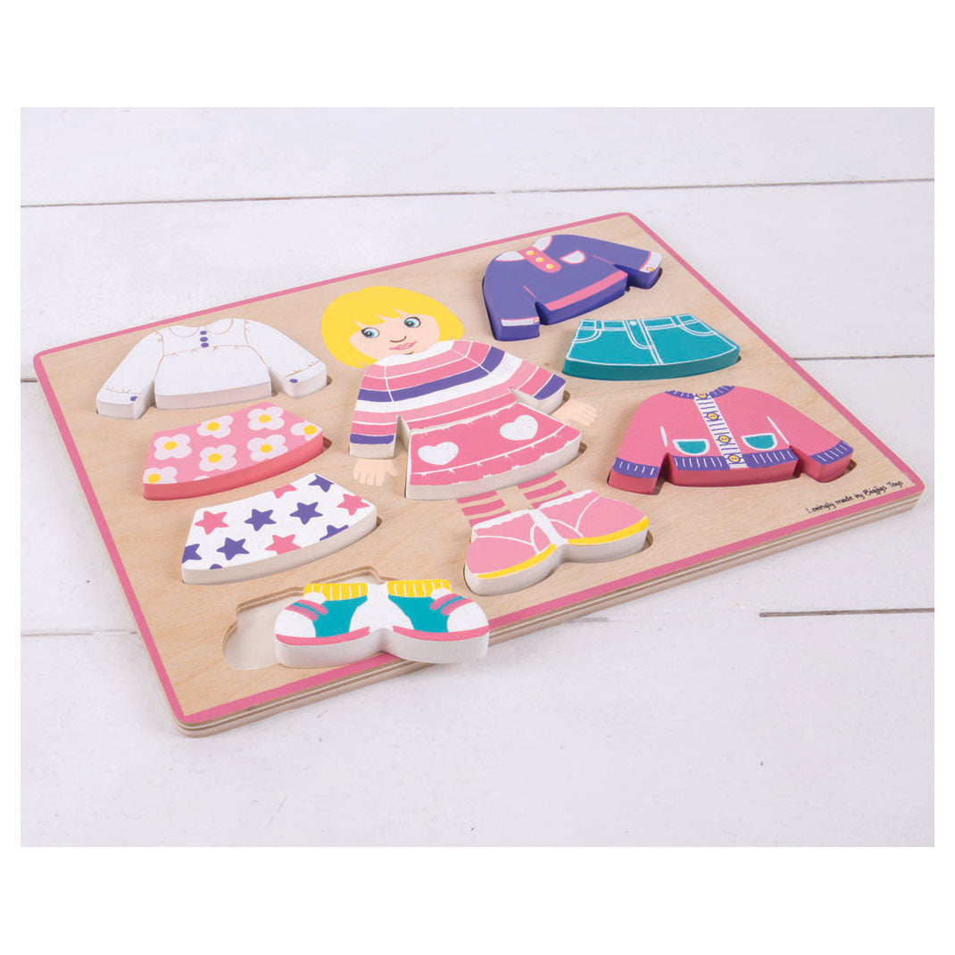 BIGJIGS houten aankleedpuzzel meisje, 10st.
