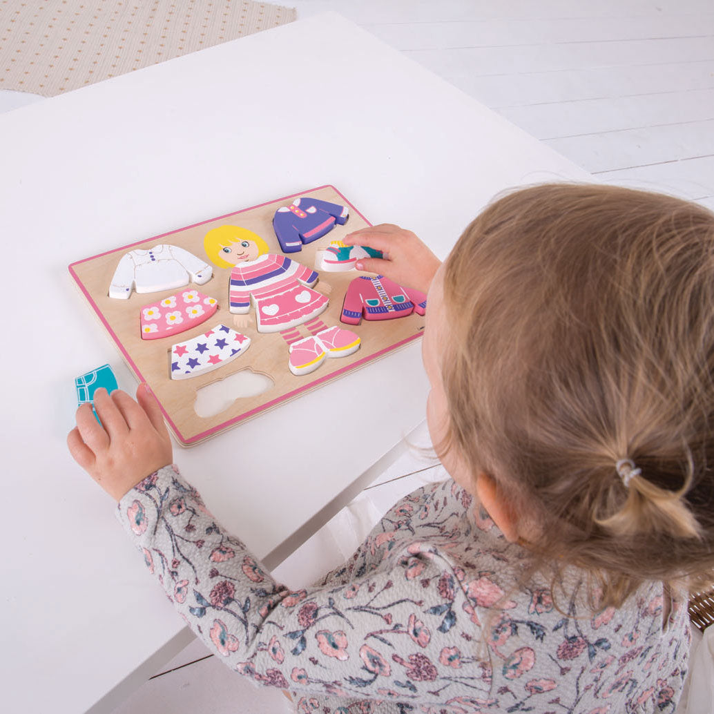 BIGJIGS houten aankleedpuzzel meisje, 10st.