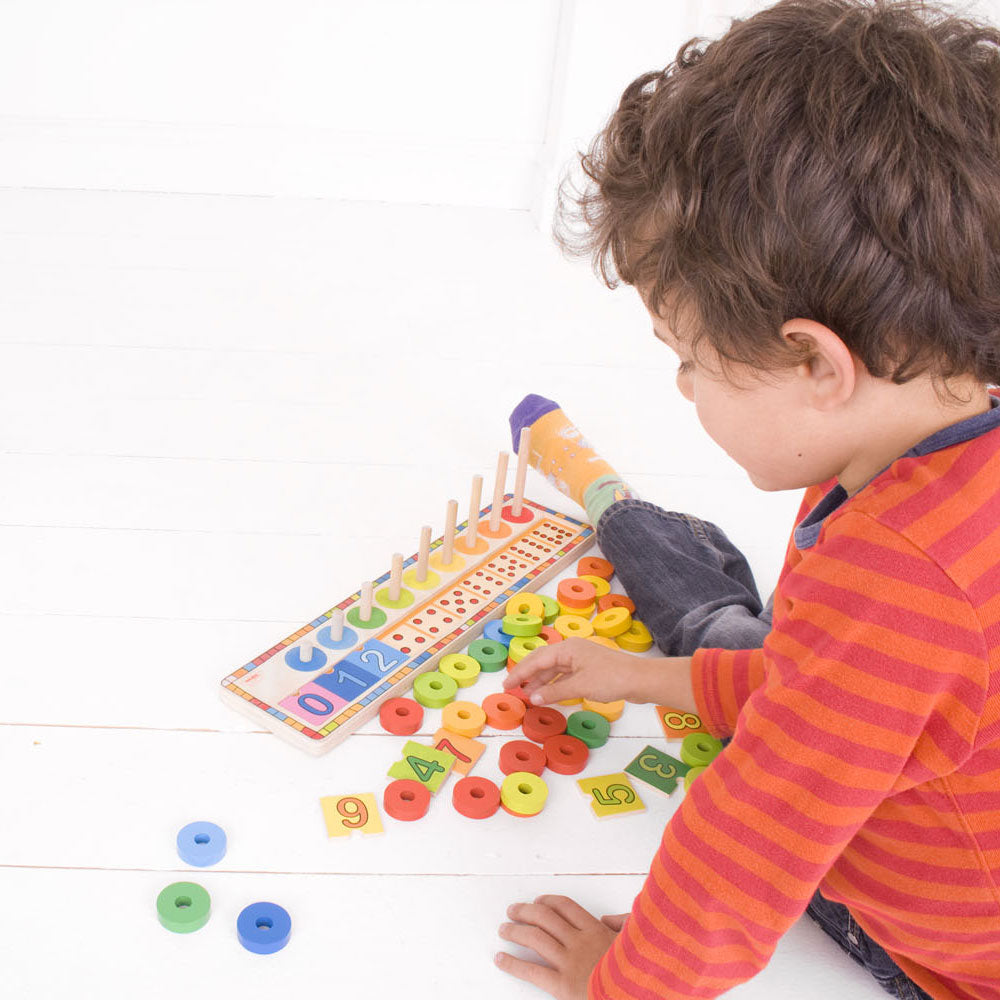Bigjigs houten leerspel tellen, 55dlg.