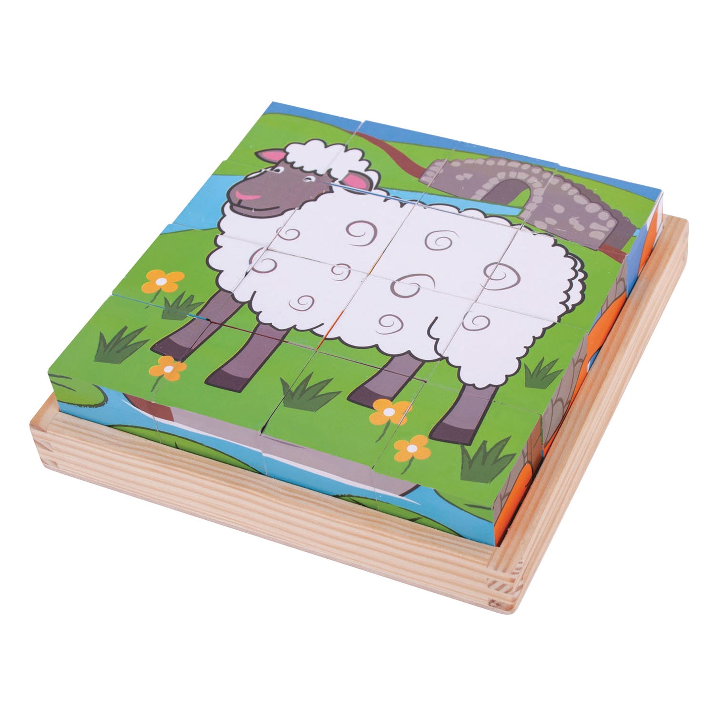 Bigjigs houten blokpuzzel boerderijdieren