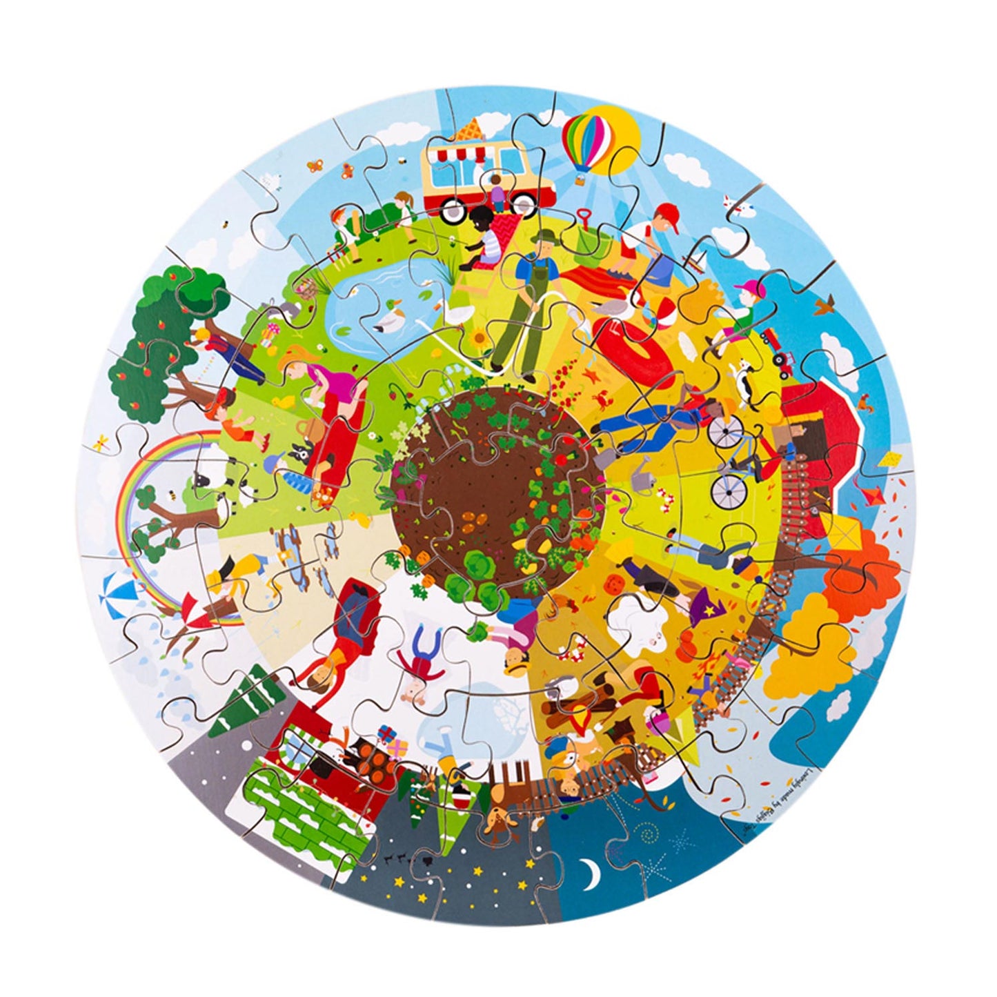 Bigjigs houten seizoenen vloerpuzzel rond, 50st.
