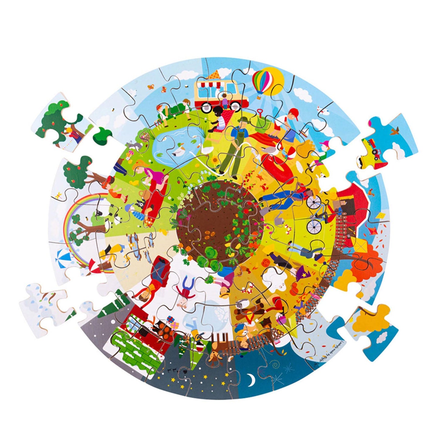 Bigjigs houten seizoenen vloerpuzzel rond, 50st.
