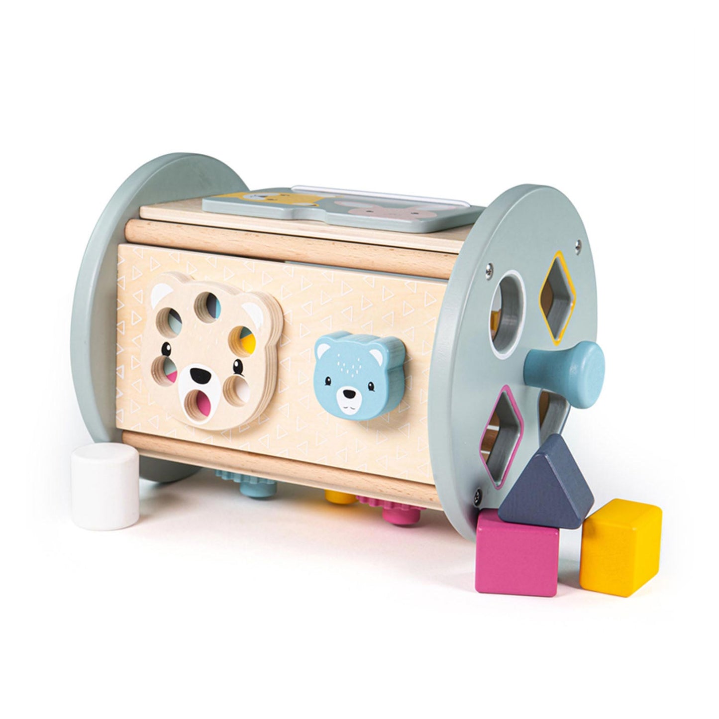 BIGJIGS Houten activity roller met vormenstoof - - vanaf 18 maanden