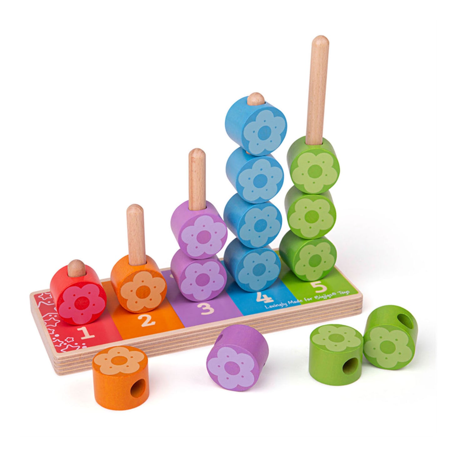 Bigjigs Toys Bigjigs houten stapelspel bloemen, 16dlg.
