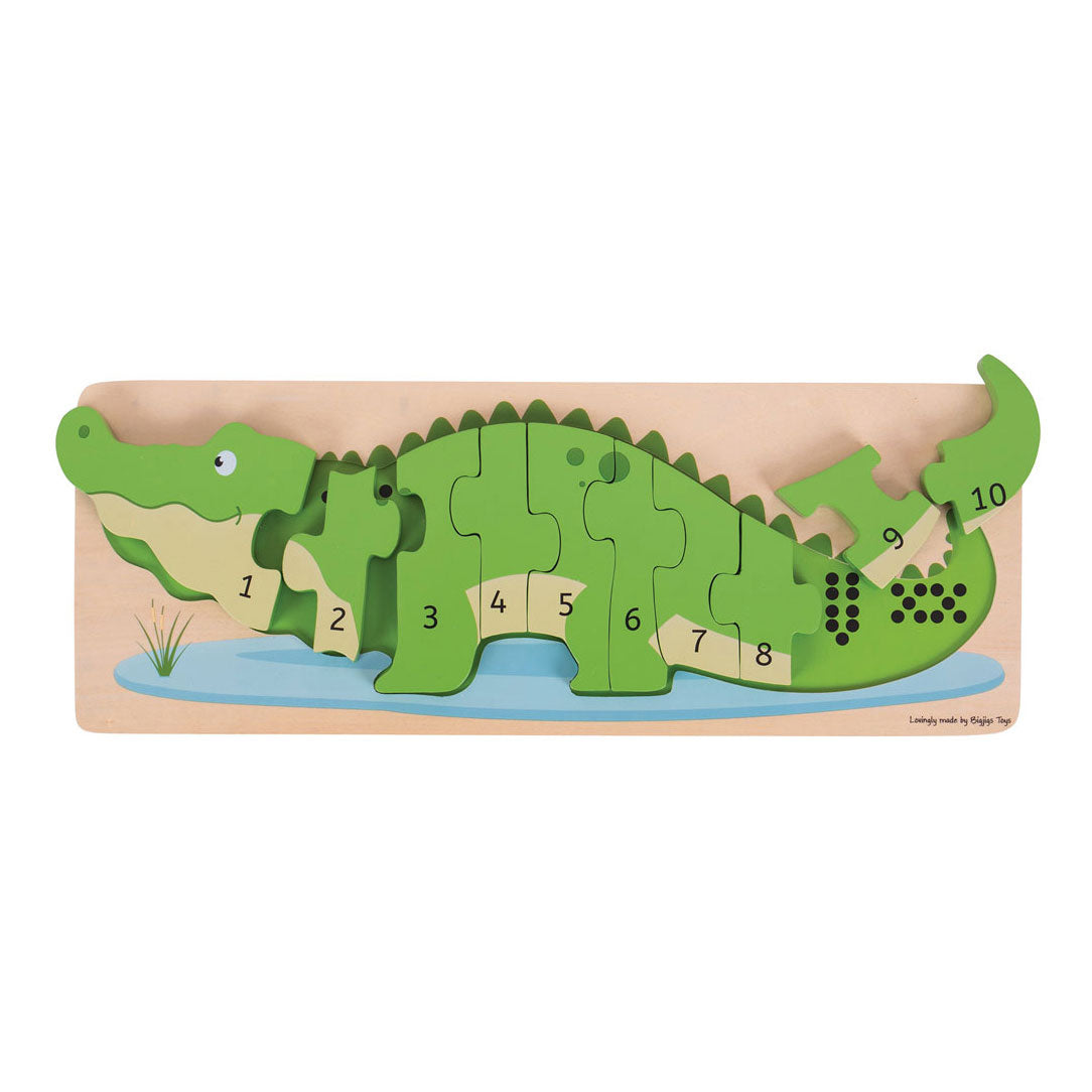 BigJigs Speelgoed Houten puzzel 3d krokodil - bigjigs