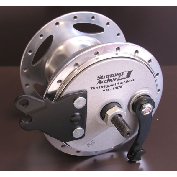 Versnellingsnaaf 3 speed Sturmey Archer XL-RD3 90 mm trommelremnaaf - 36 gaats - zilver