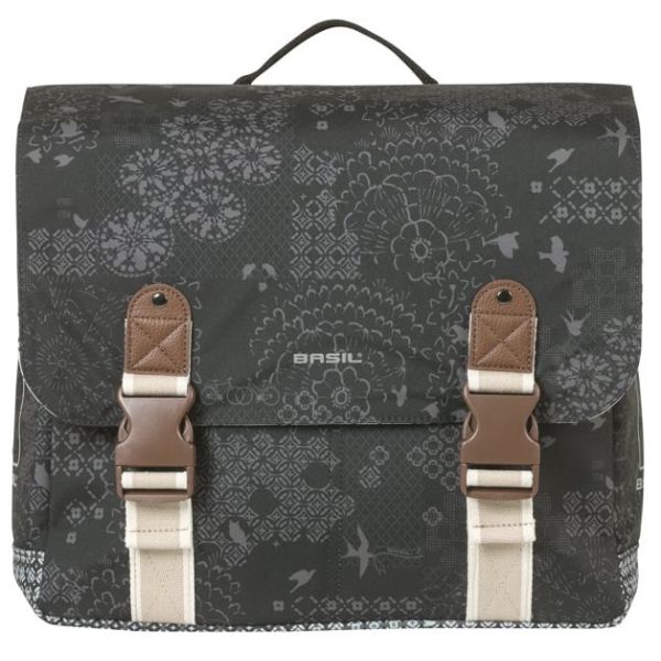 Basil Dubbele fietstas bohème mik 35 liter - zwart charcoal