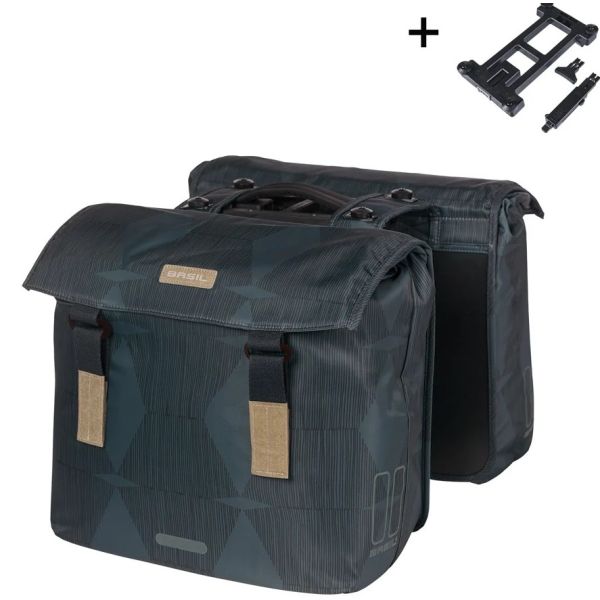 BASIL Dubbele fietstas elegance mik 40-49 liter - estate blauw