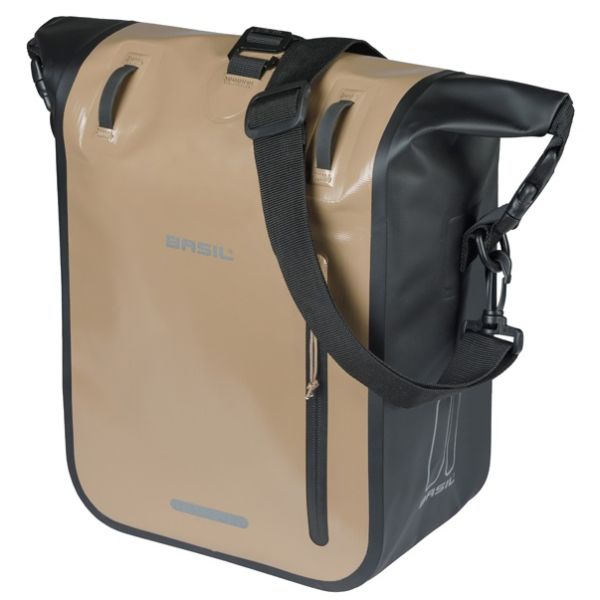 BASIL Enkele fietstas rivo m tarpaulin mik 12-15l 14 x 25 x 38 cm - zand zwart