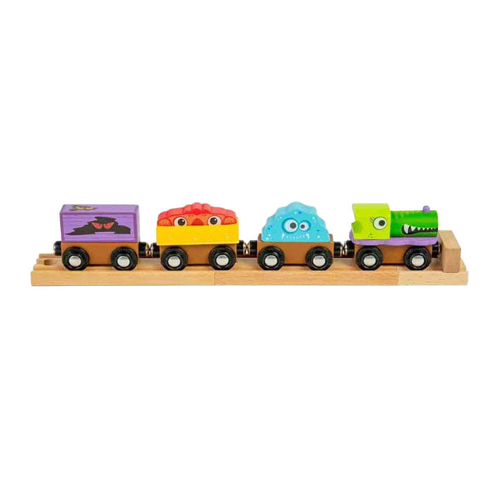 Bigjigs houten monster-trein, 4dlg.