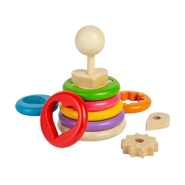 BIGJIGS houten geheime vormenstapelaar, 16dlg.