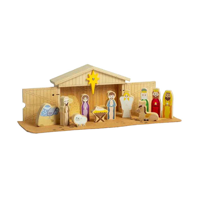 BIGJIGS houten kerststal set, 13dlg.