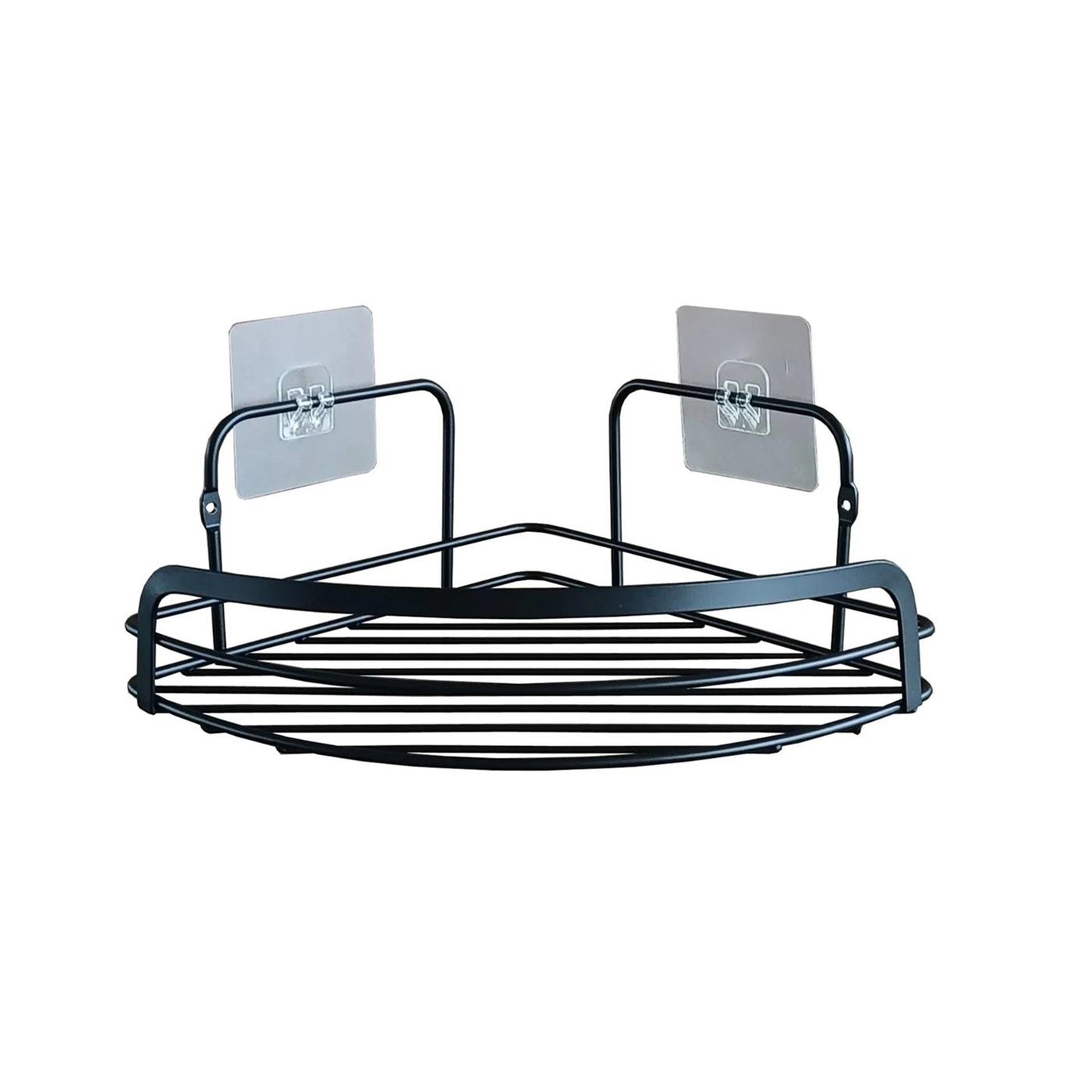 Wicotex Badkamerhoekrek metaal met 2 plakstrips zwart 22,8x29,8x10cm