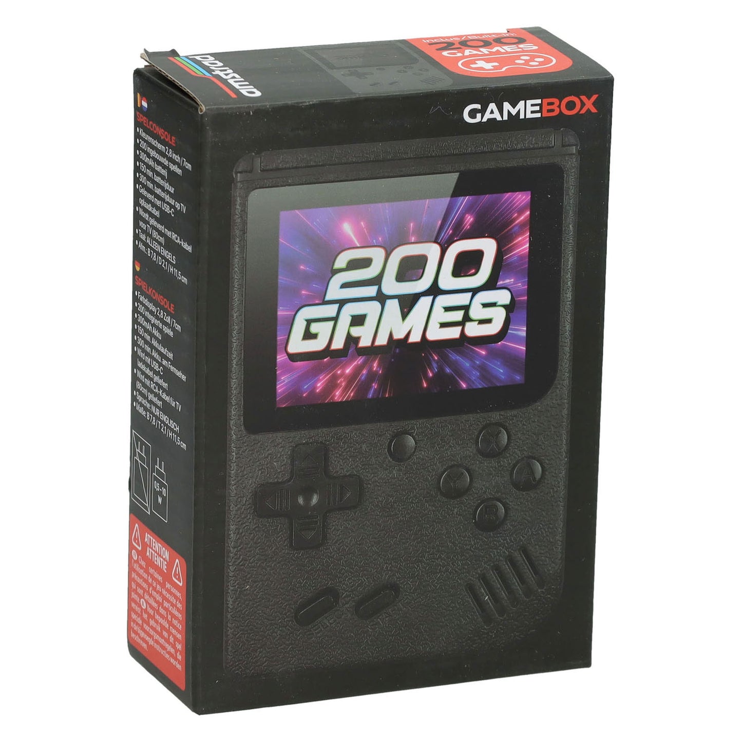 GAMEBOX - Draagbare Spel Console met 200 Spellen - Zwart