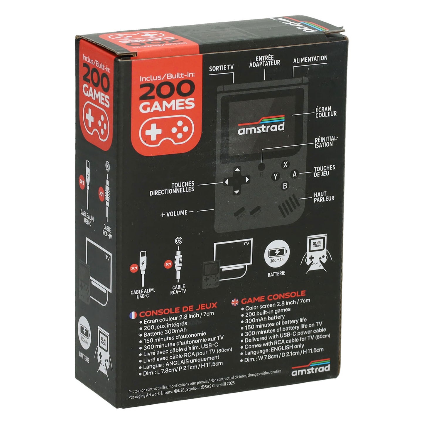 GAMEBOX - Draagbare Spel Console met 200 Spellen - Zwart