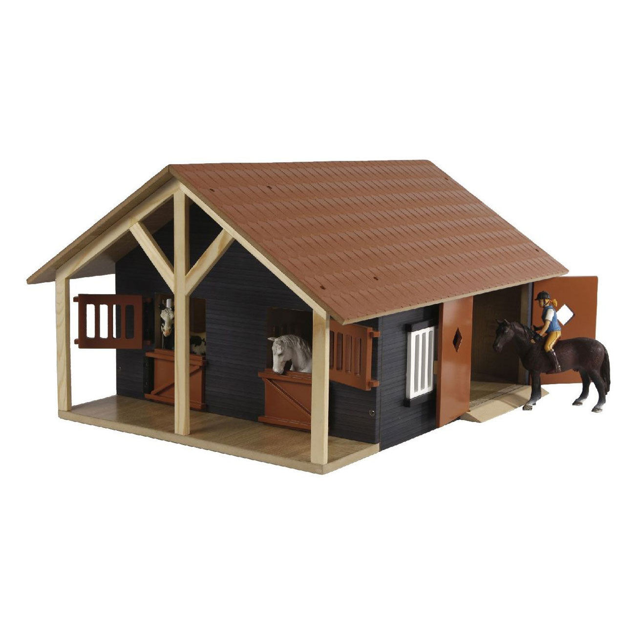 Kids GLOBE paardenstal met 2 boxen en berging, 1:24