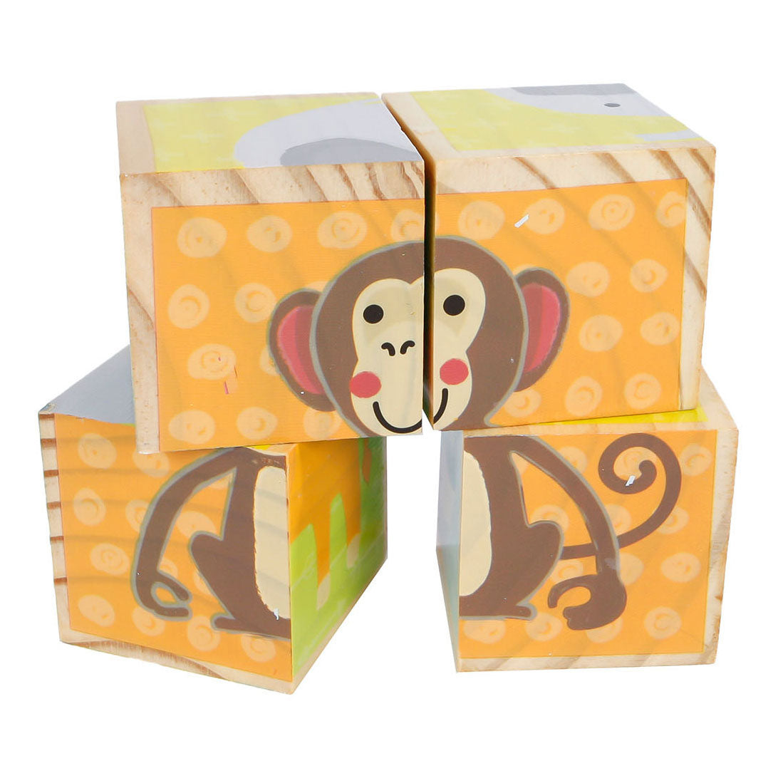Toys Amsterdam blokkenpuzzel dieren junior hout 10 cm 4-delig