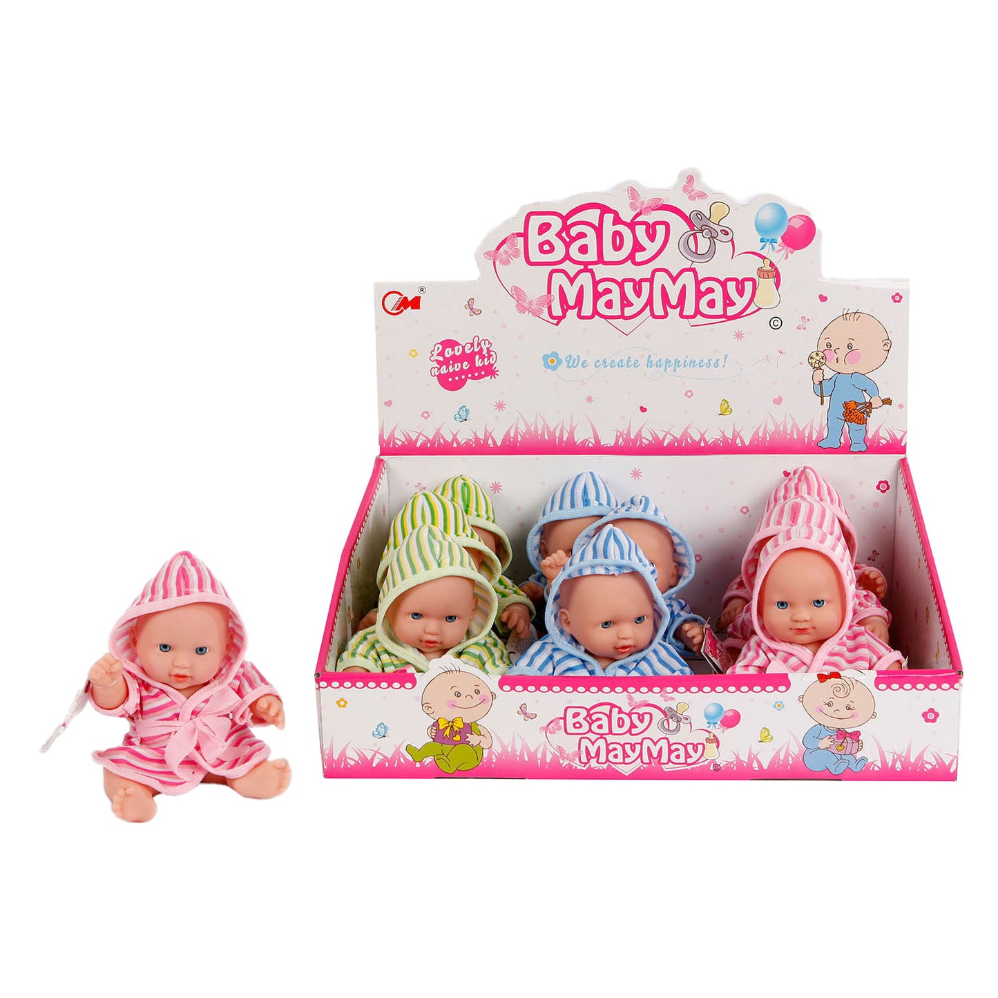 Toys Amsterdam Babypop met badjas, 20cm