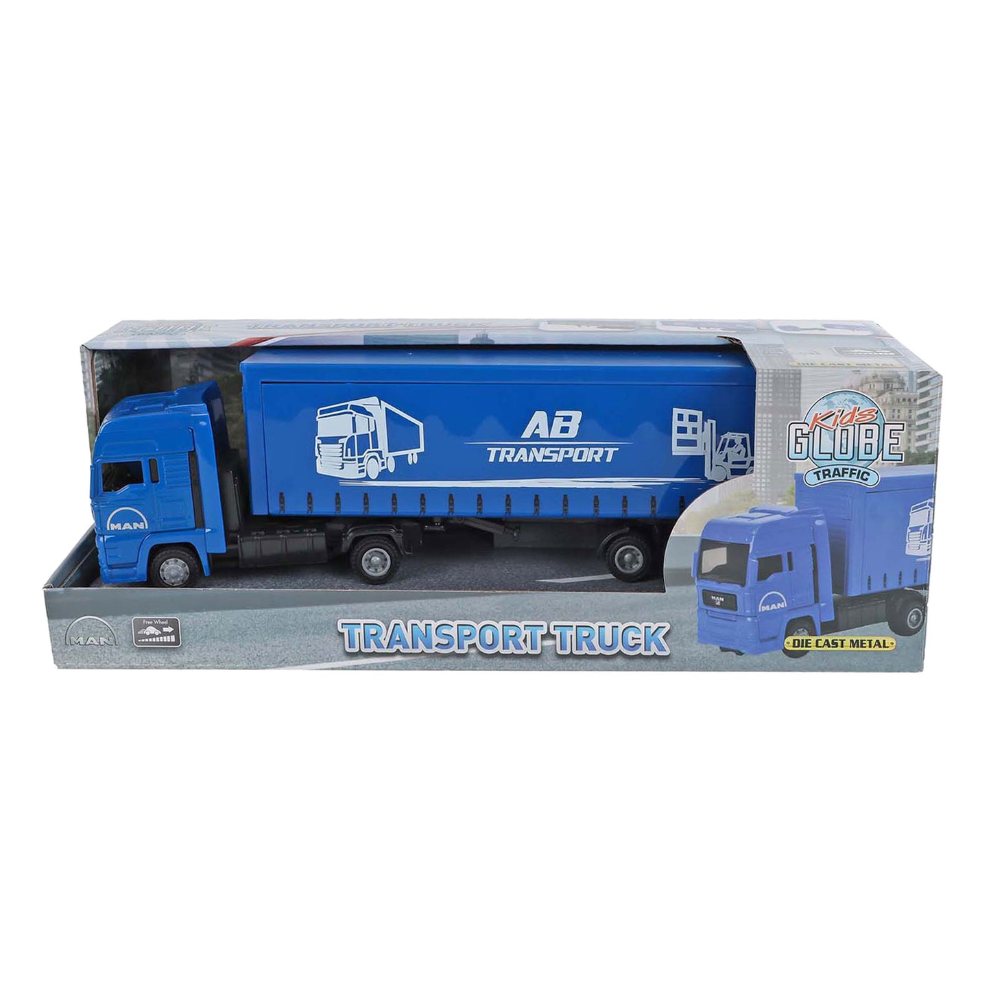 Kids GLOBE man vrachtwagen met oplegger, 30cm