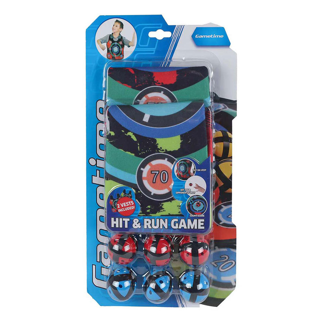 Gametime Klittenbandspel werpspel met 2 vestjes en 6 ballen speelgoed.