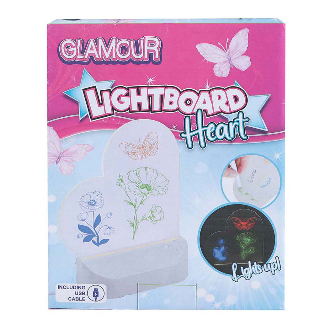 Glamour Van manen lichtbord hart met usb-aansluiting en 7 stiften 16cm.