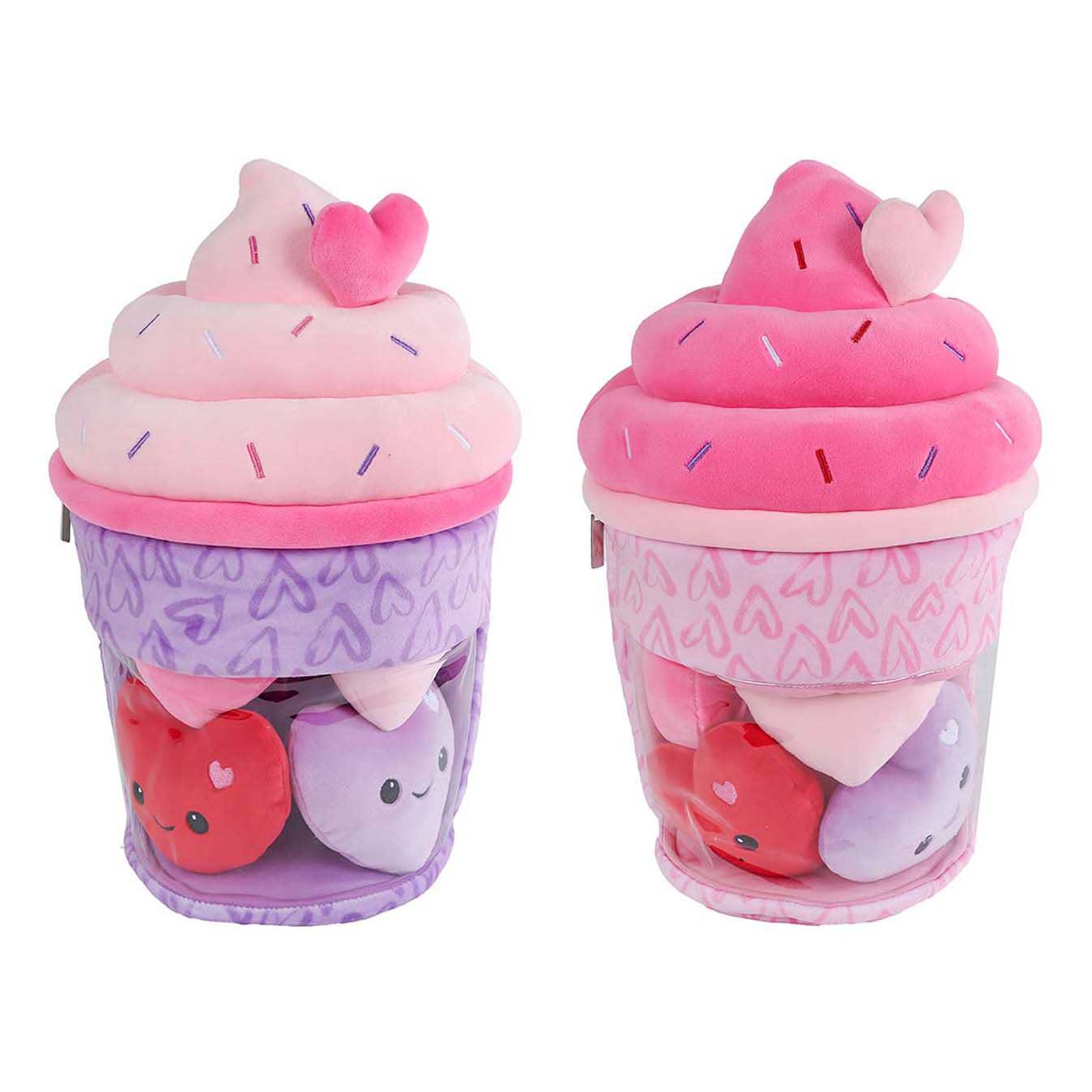 VAN MANEN Fluffy menu pluche ijsje met 4 hartjes - 36cm