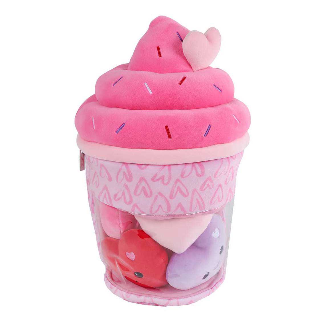 VAN MANEN Fluffy menu pluche ijsje met 4 hartjes - 36cm