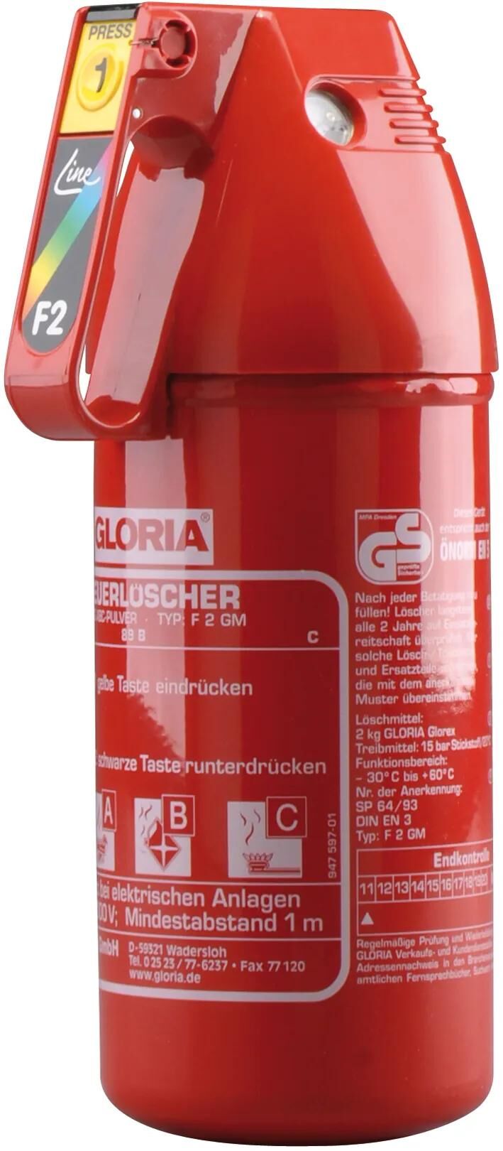 GLORIA feuerlöscher easyline fire extinguisher f2gm 2k