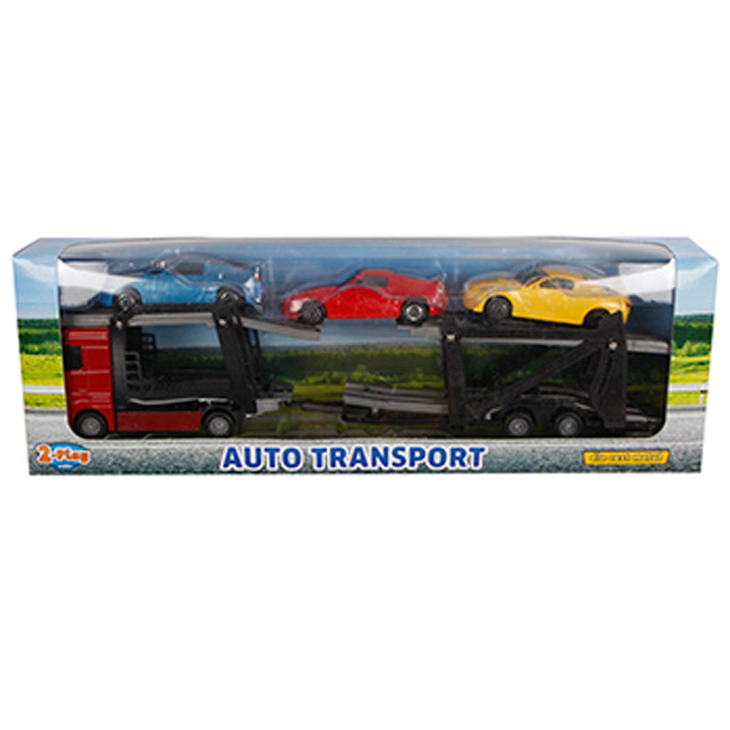 2-Play Die cast plastic autotranspor ter met 3