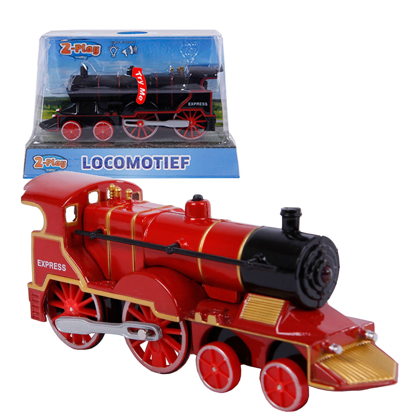 2-Play die-cast locomotief met licht en geluid, 14cm