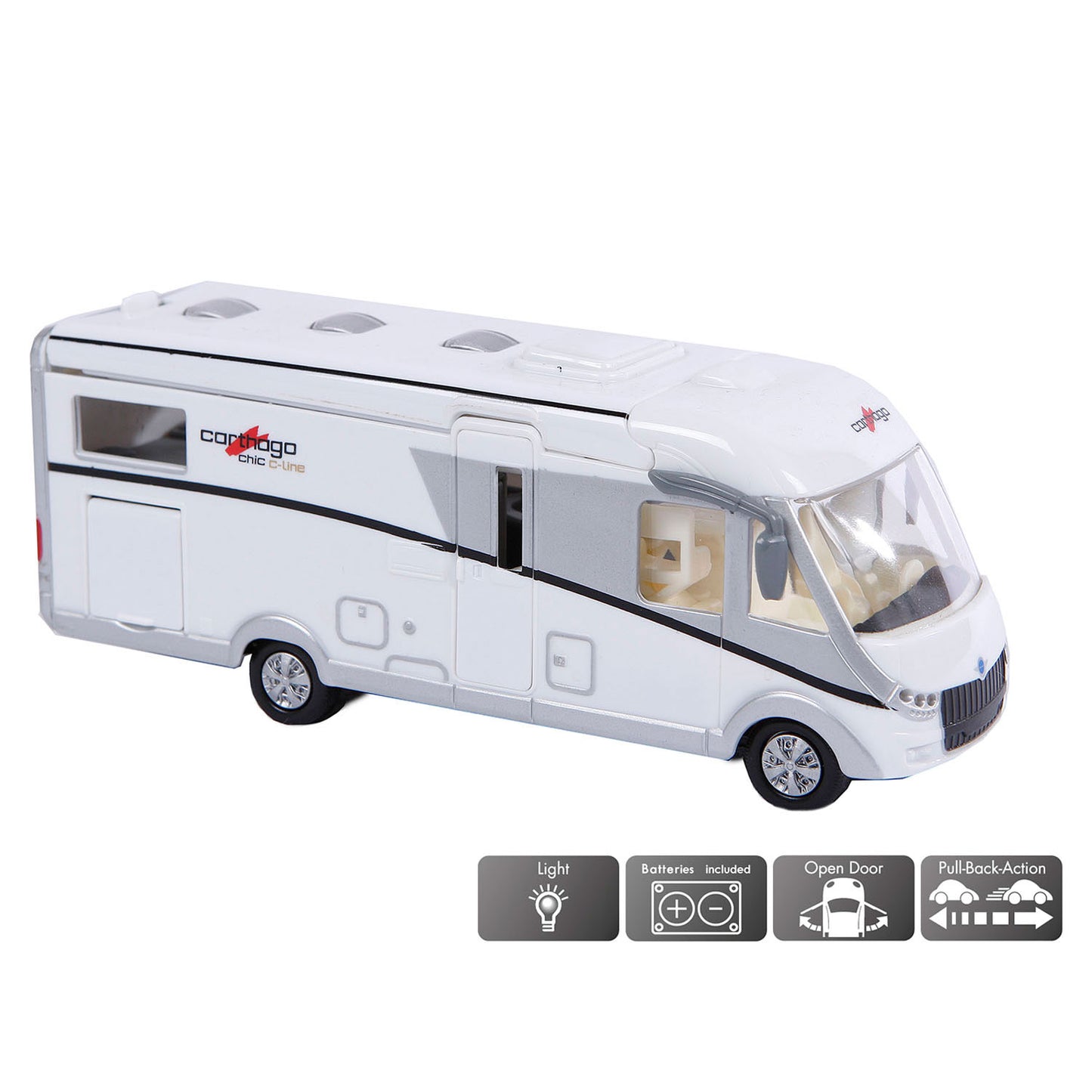 Kids Globe die-cast carthago camper met licht, 16cm