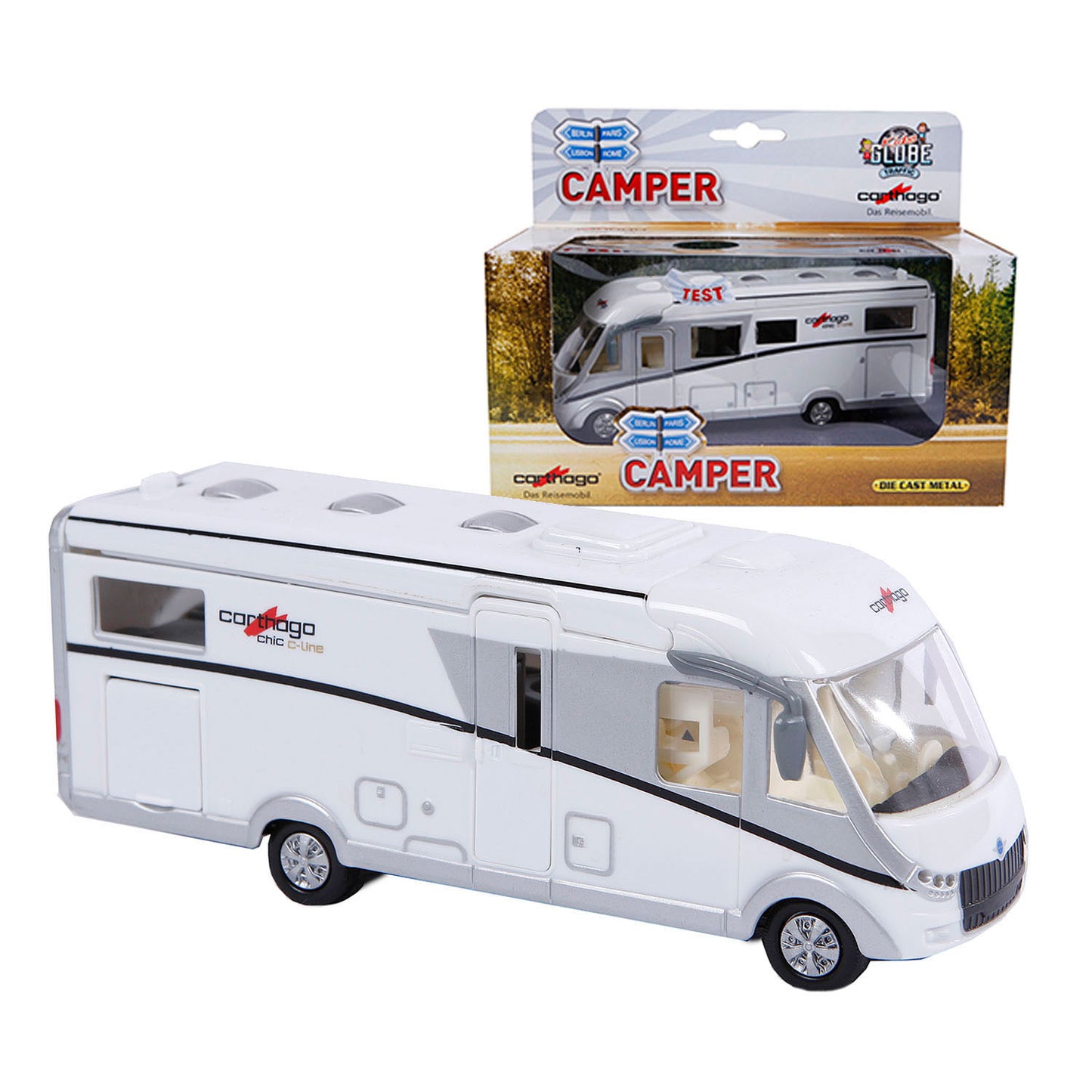 Kids Globe die-cast carthago camper met licht, 16cm